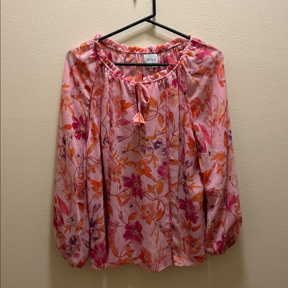Misa LA pink floral blouse